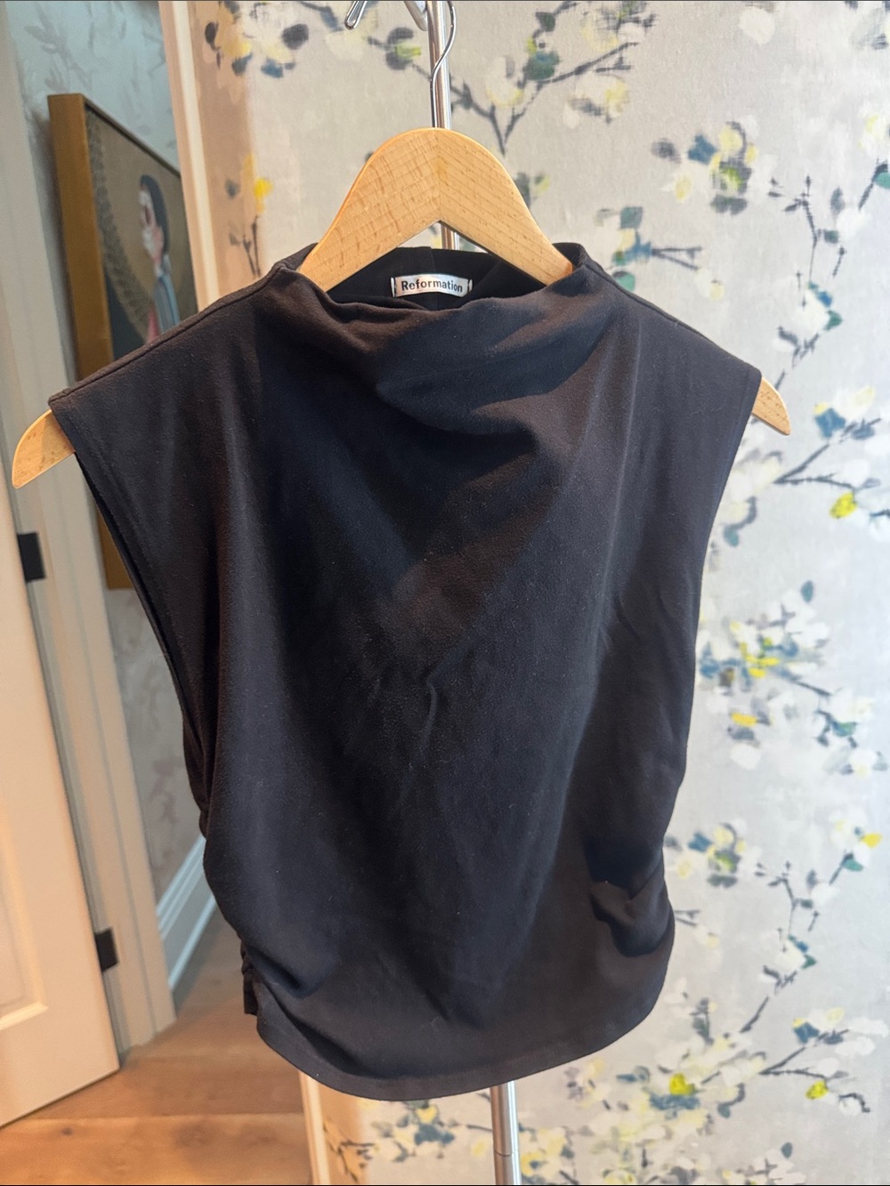 Reformation Black Mock Neck Sleeveless Tank